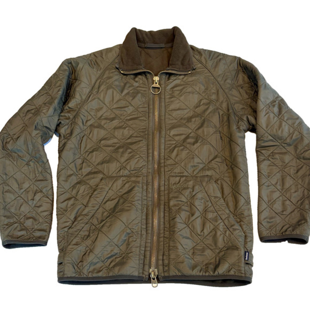 Barbour Polarquilt Jacket Short Quilted Fleece Lined Zip Up Collar Coat Men's XS